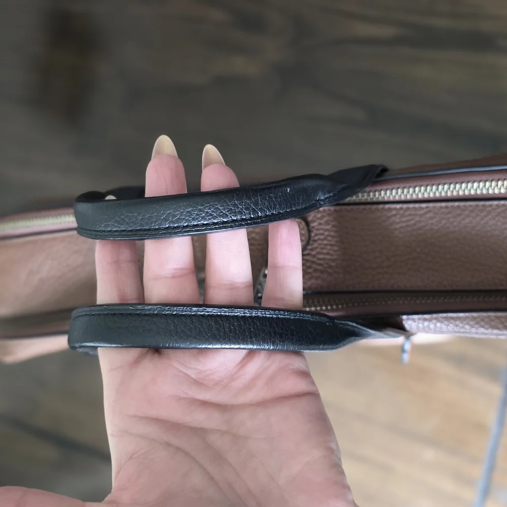 Coach Hamilton Brown And Black Leather Business Briefcase Bag With Strap - Picture 13 of 13